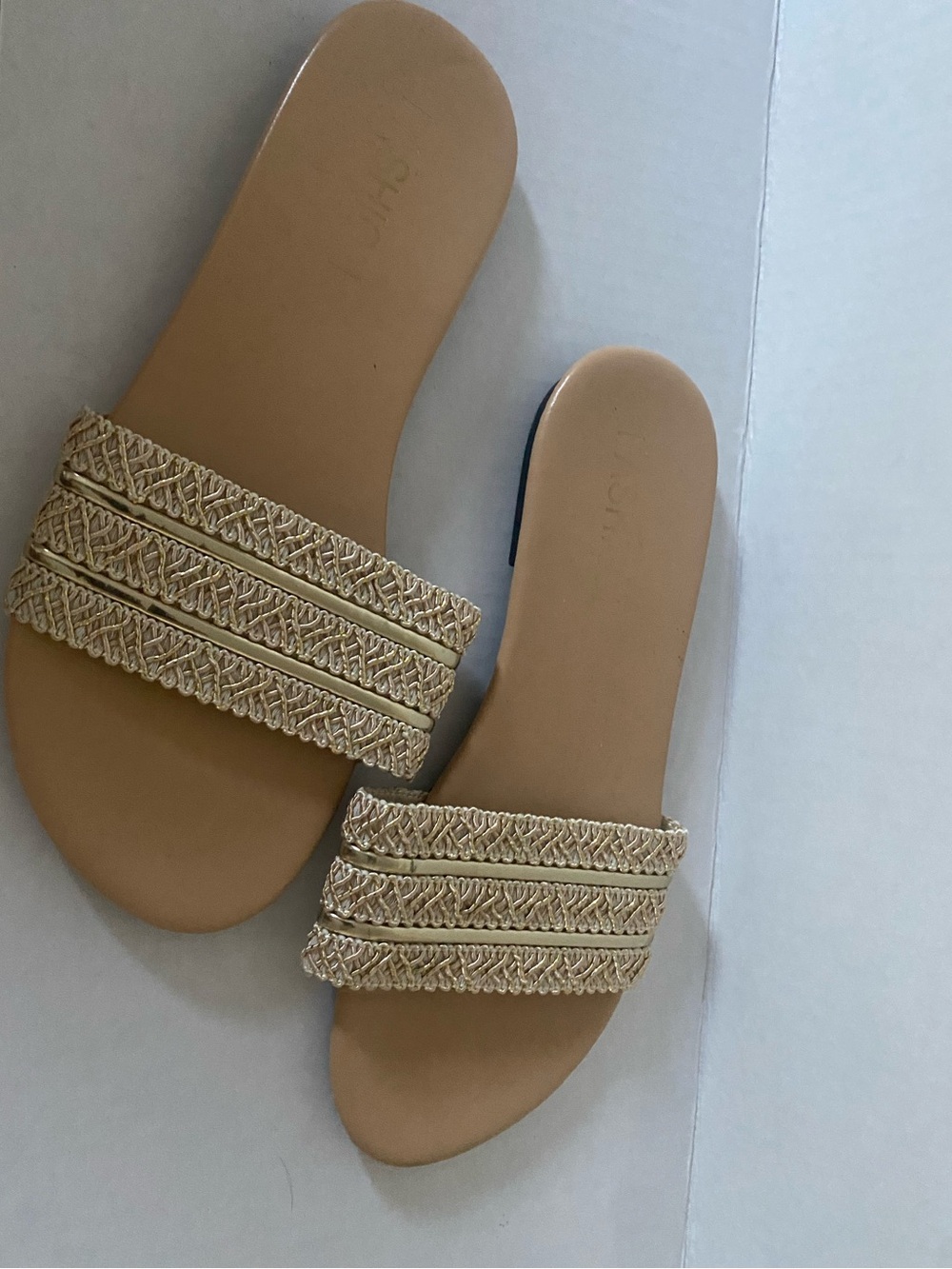 Braided Slide Sandals in Natural Beige - Picture 1 of 2